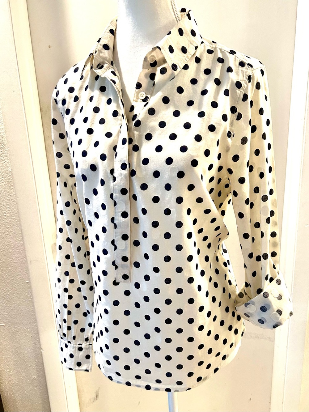 J. Crew Polka Dot Button Collar Blouse
